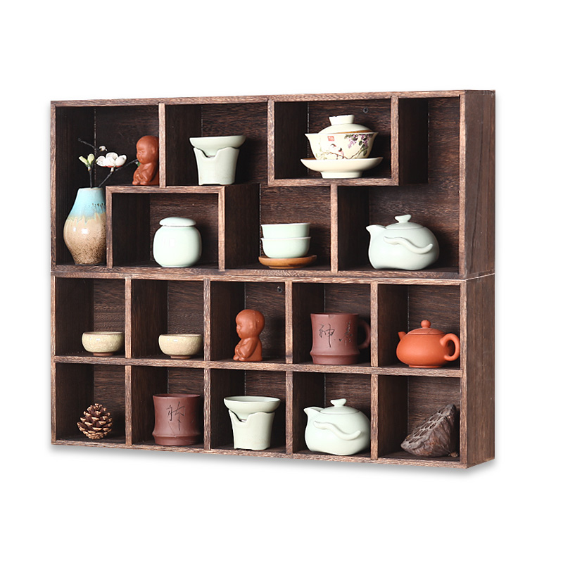 实木茶杯架茶具架收纳架茶壶架博古架壁挂置物架多宝阁茶柜架茶宠