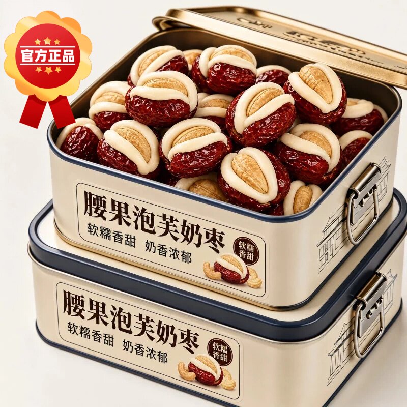 腰果泡芙奶泡枣新疆红枣腰果巴旦木夹心奶枣孕妇儿童即食休闲零食