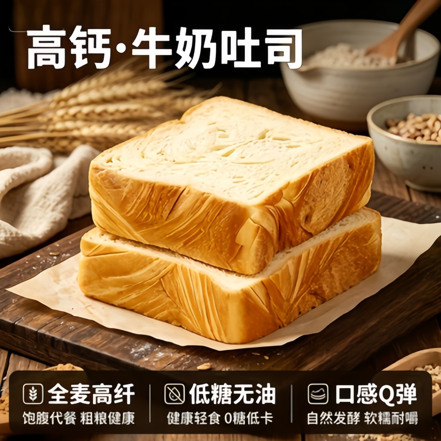 农科院儿童鲜奶高钙厚切吐司面包学生健康营养早餐整箱三明治零食