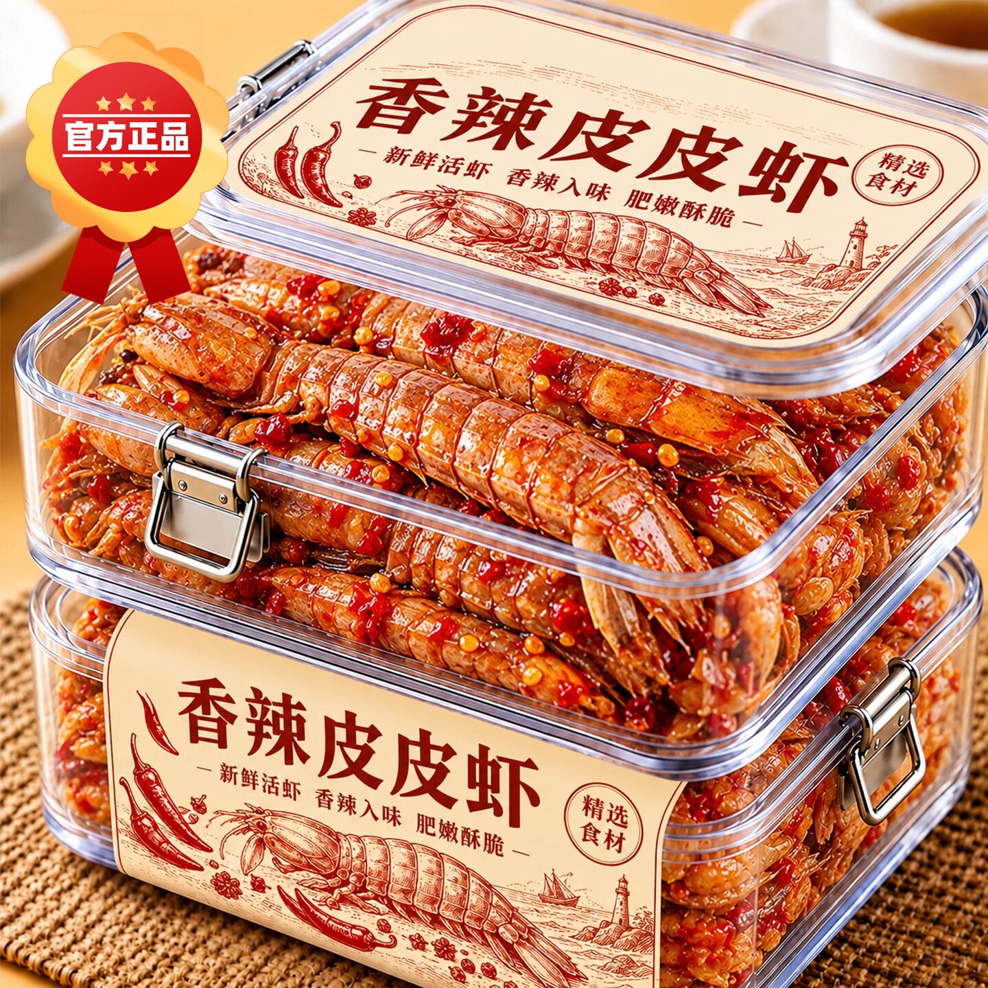 香辣皮皮虾零食小吃小虾干即食海鲜干货下酒菜虾仁干干虾麻辣大虾