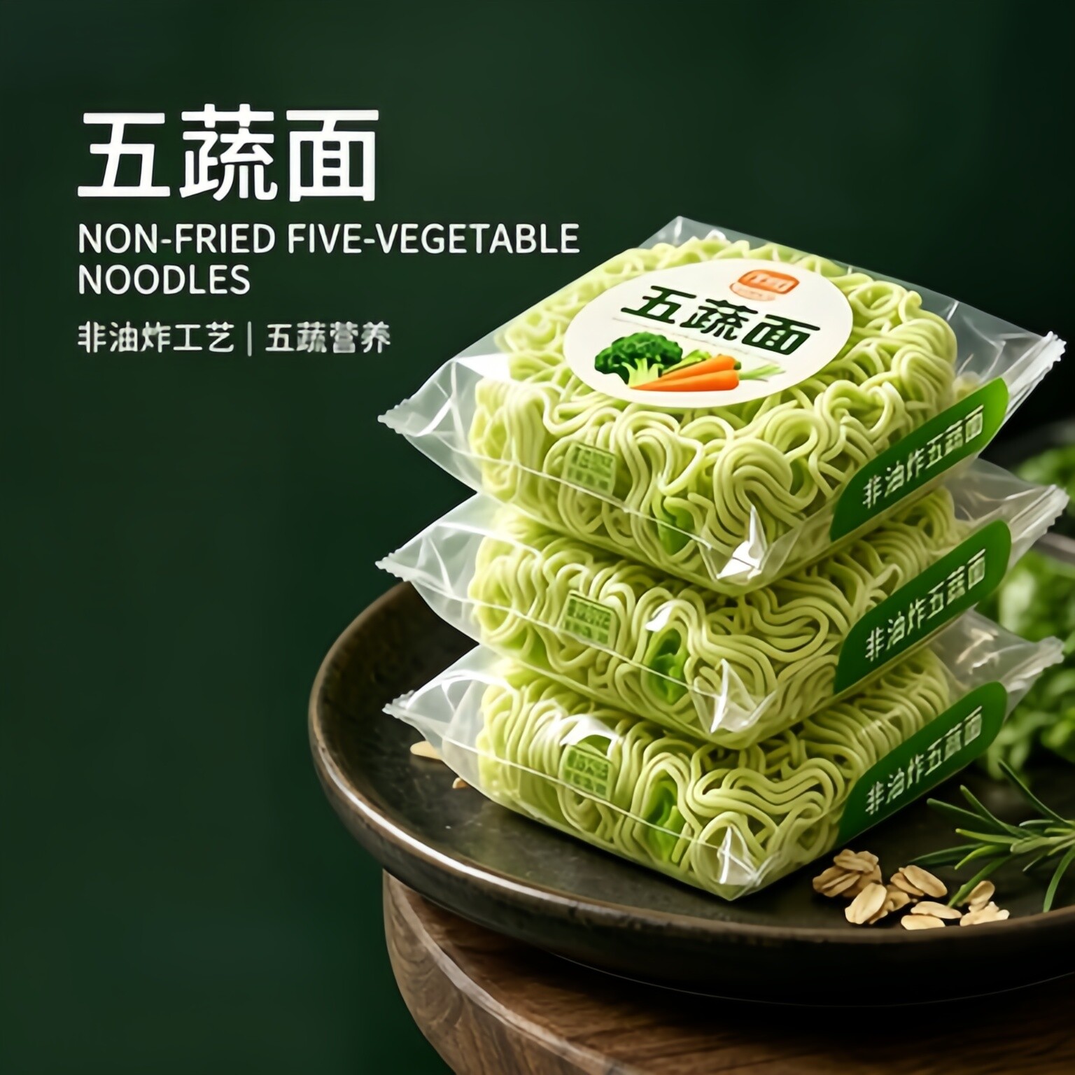 儿童五蔬方便面饼菠菜蔬菜面营养代早餐减非油炸低脂面条泡面速食