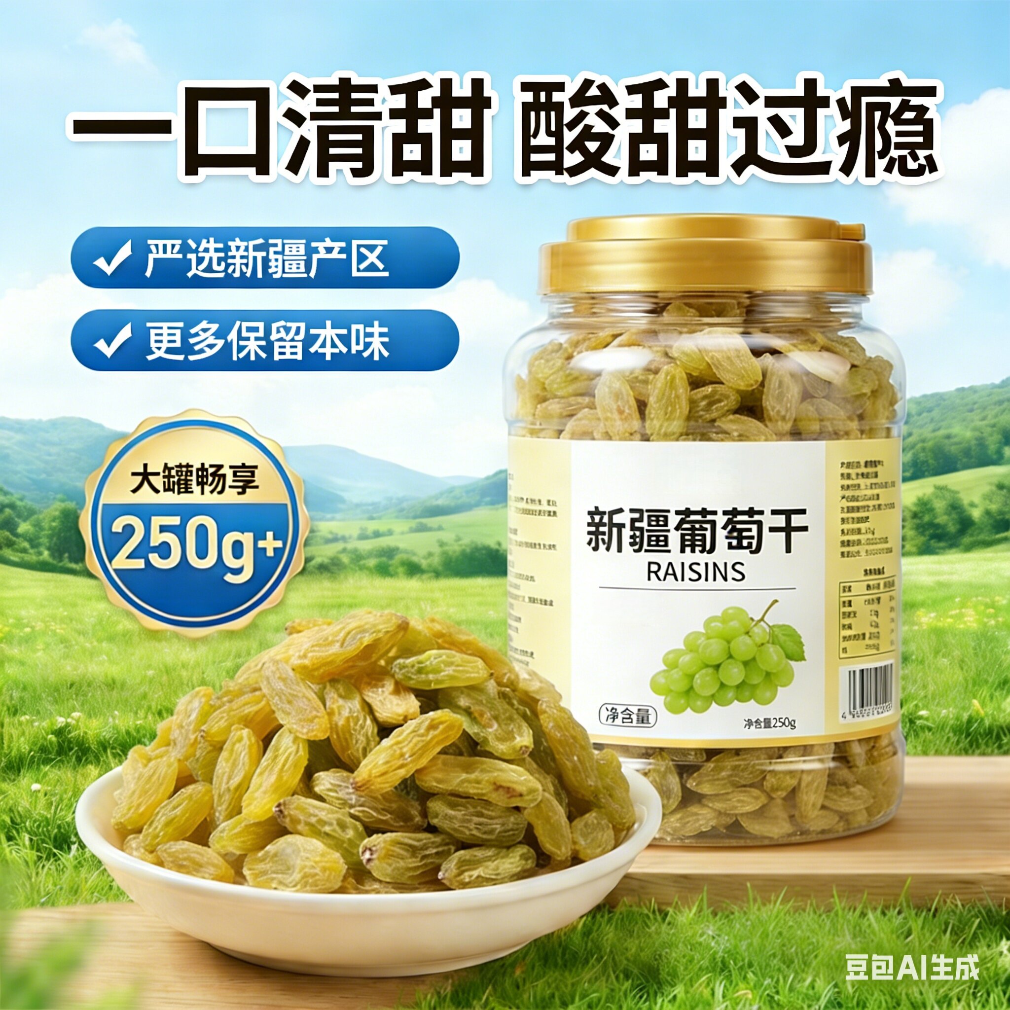 农科院新疆葡萄干超大绿香妃王新货免洗烘焙商用批发官方旗舰店
