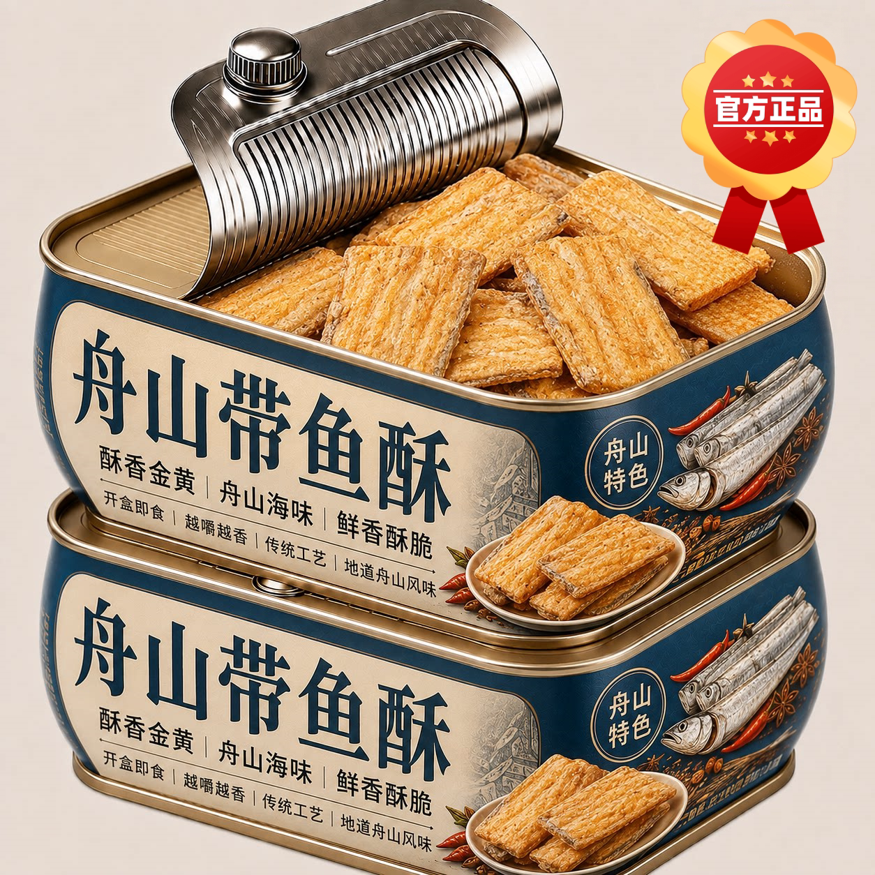 香酥带鱼酥舟山特产即食非油炸烤鱼排干海味解馋下酒零食小吃食品