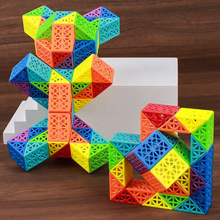 彩虹镂空百变魔尺24段儿童益智力玩具36旋转教程变形48幼儿园72色