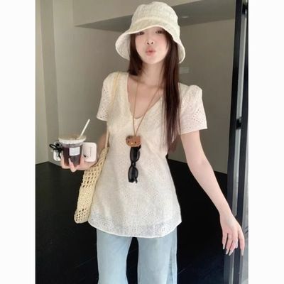 大码胖m法式高级感镂空刺