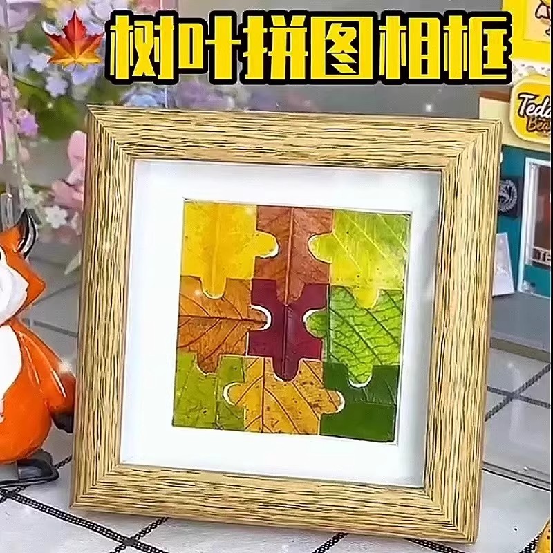 落叶树叶标本相框手工diy秋天叶子收集24宫格画框装饰画桌面摆件图片