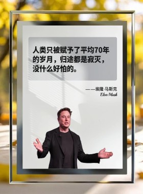 埃隆马斯克励志水晶玻璃相框摆台