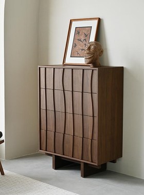 中古风四斗柜 调性复古客厅家用卧室收纳柜床尾立柜侘寂2.024新款