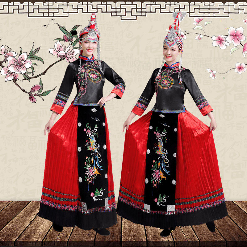 新款畲族表演服风女凤冠亮丝锦棉