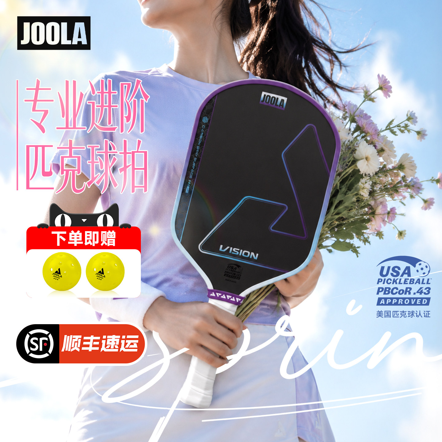 JOOLA尤拉Vision匹克球拍板碳纤维专业进阶均衡型USAPA认证进阶拍
