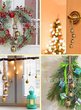 亚马逊热销麻绳铃铛挂件复古牛铃圣诞铃铛家居装饰品壁挂做旧铁铃