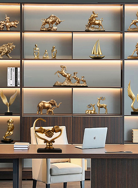 现代轻奢别墅软装家居摆件书柜书房办公室L柜子高档装饰高端工艺