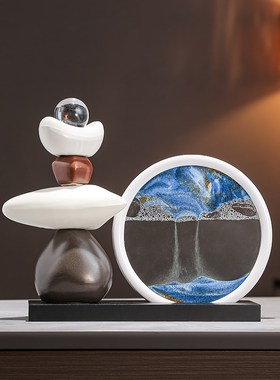 时来运转流沙画摆件客厅电视柜酒柜D玄关轻奢高档办公室好运装饰