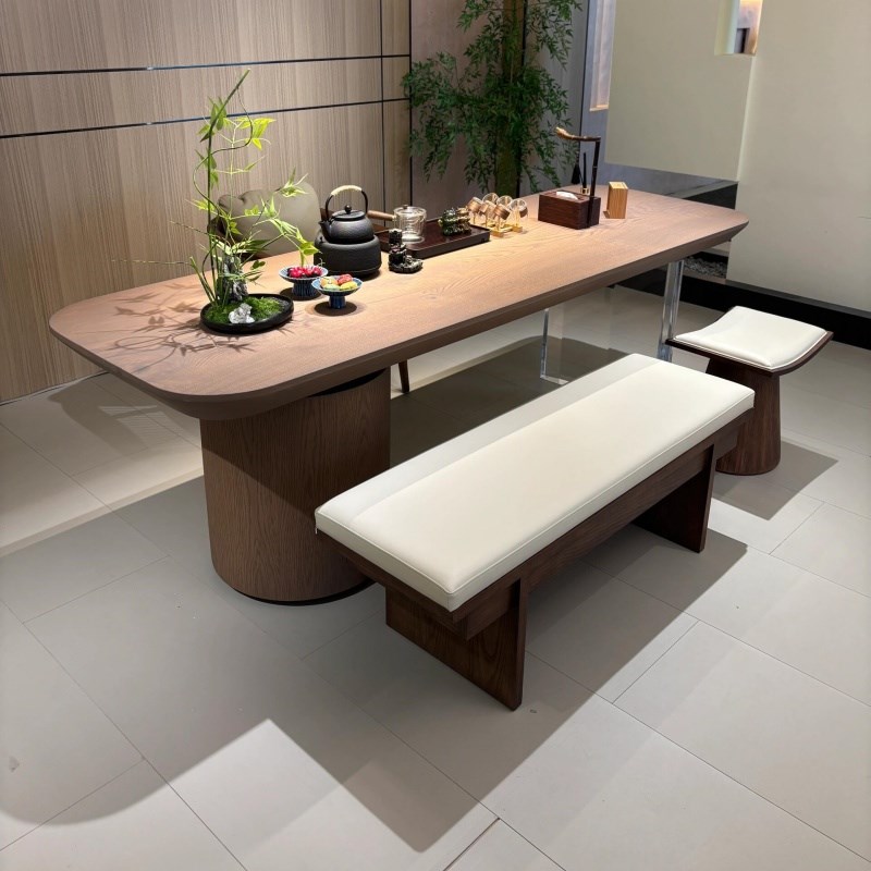 新中式北美黑胡桃木茶桌2025新款现代轻奢茶P台高级压克力实木茶