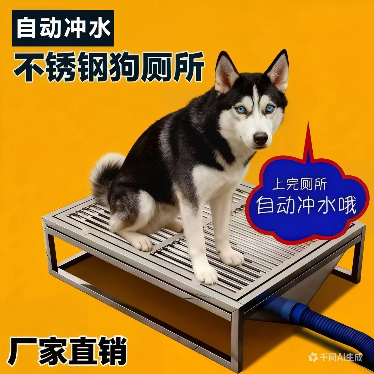 不锈钢狗厕所直排下水道可自动冲水大中型犬金毛边牧粪便自动清理