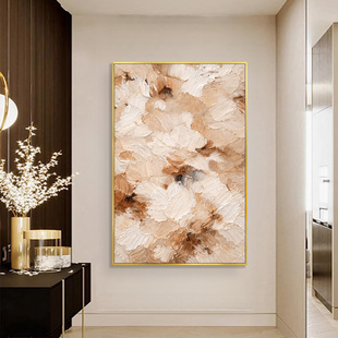 抽象肌理手绘油画入户玄关装饰画奶油风大芬村轻奢高级感肌理挂画