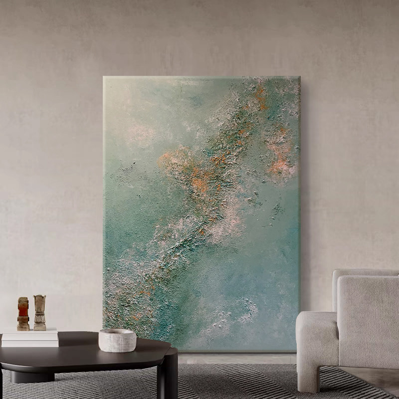 意式极简抽象客厅挂画现代轻奢石英砂肌理手绘油画入户玄关装饰画图片