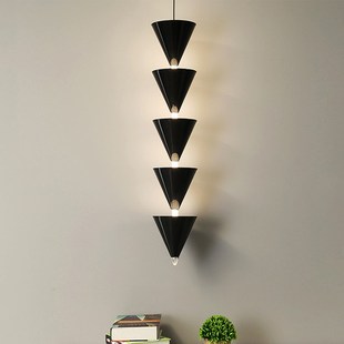 后现代设计师创意客厅卧室床头吊灯走廊客厅背景墙角锥形长线吊灯