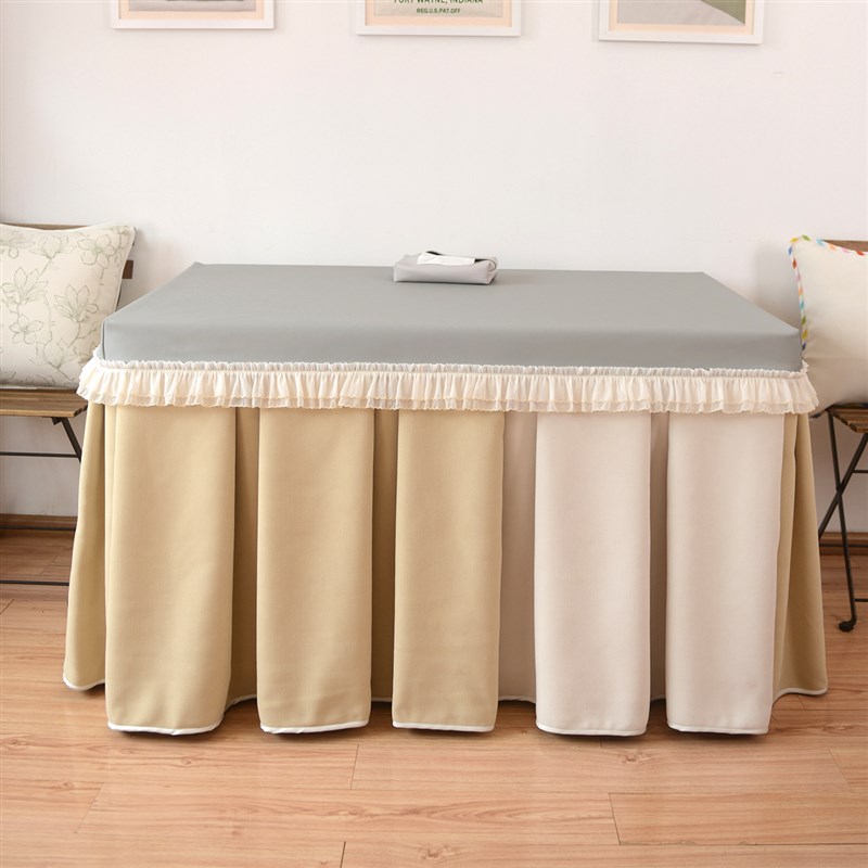 冬季防油防水素色拼接奶油保暖加绒纯色烤火罩电炉罩电取暖桌罩套