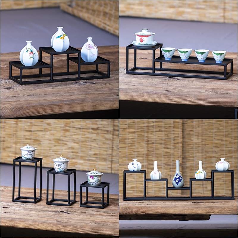 多宝格子架茶叶博古架小型桌面摆架台古董置物展示架茶室摆件架子