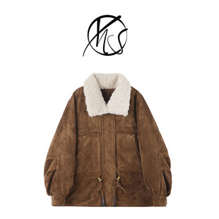 NANJIE/楠姐【伦敦冬夜】冬季复古加厚麂皮保暖派克羽绒服XNS6824