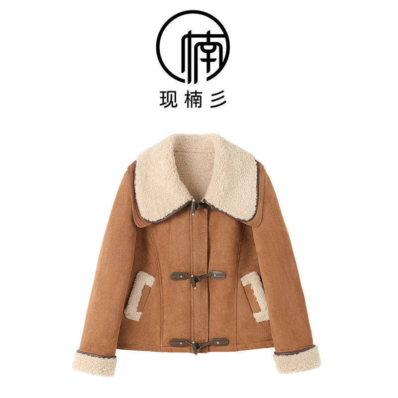 NANJIE/楠姐【冬时令】冬季皮毛一体翻领保暖麂皮外套XNS6723
