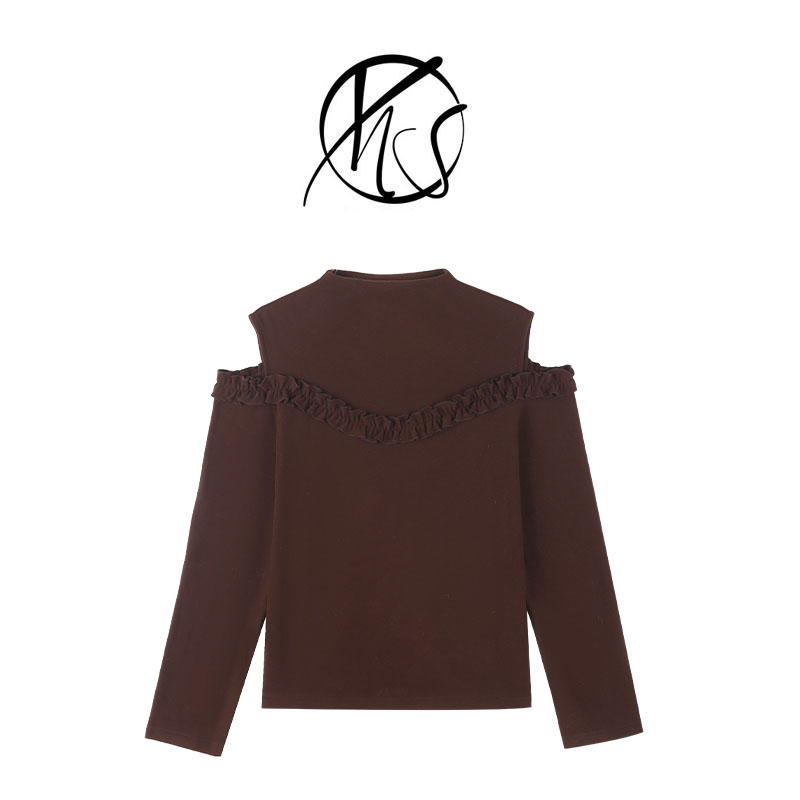 赫丽香肩冬季花边露肩半高领内搭