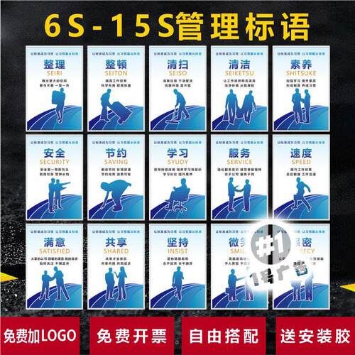 5S 6S 7S 8S 9S 10S管理标识牌企业办公励志标语宣传挂图PVC海报