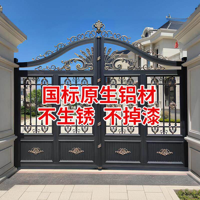 铝艺铝合金大门别墅乡村进户双开门电动庭院平移门农村自建房大门