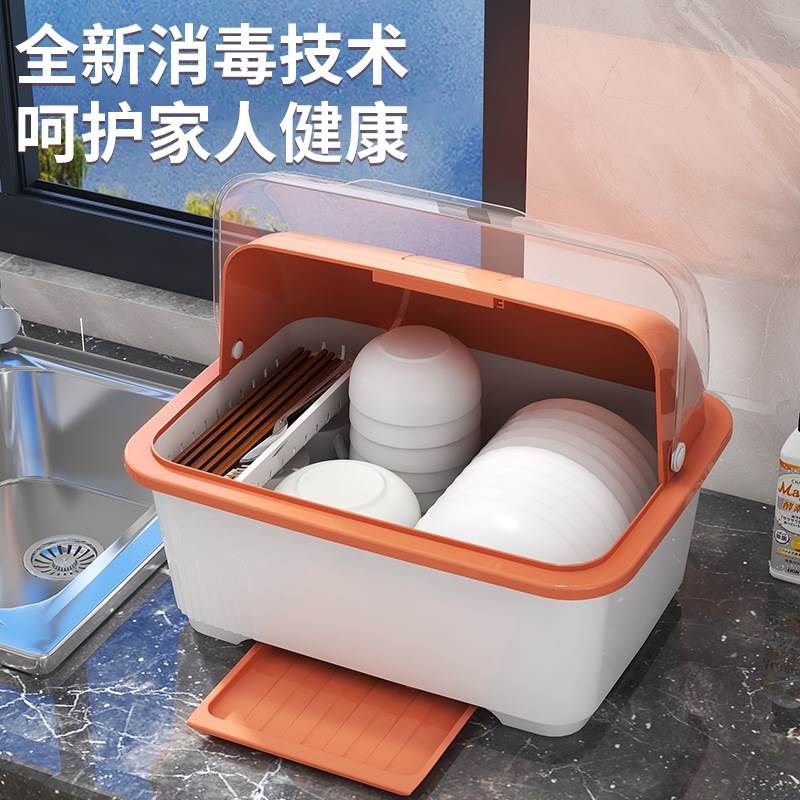 放碗筷收纳盒碗碟碗盘收纳架带盖消毒碗柜家用装餐具放碗收纳箱