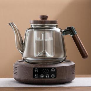 围炉煮茶电陶炉耐热家用新款 玻璃胡桃木煮茶壶中式 煮茶器茶具养生