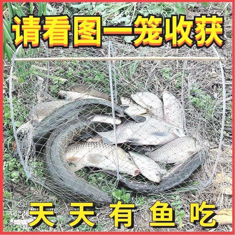 捕鱼花篮鱼笼圆形竹编渔笼渔网鲫鱼黑鱼甲鱼笼鱼自动折叠抓鱼工具