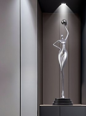 抽象艺术玄关壁龛竖高摆件电视柜过道客厅L落地人形雕塑意式软装