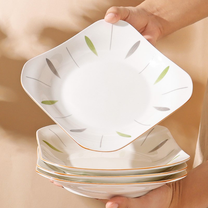 陶瓷方盘四角g盘子菜盘家用2024新款碗碟咏柳四方形碟子高级感餐