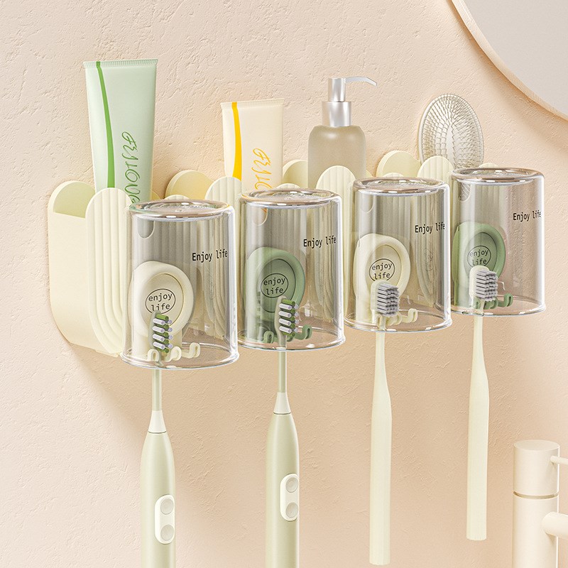 U型多巴胺牙刷h架漱口杯置物架壁挂式卡通可爱挂墙式收纳盒牙具座