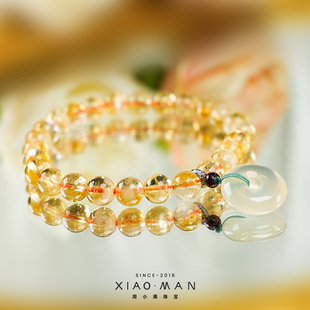 周小满金玉满堂天然黄阿塞玛瑙平安扣手串