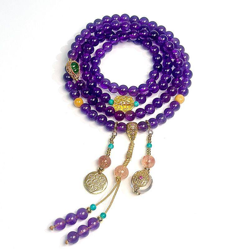 周小满【108九紫赐福】天然乌拉圭紫水晶翡翠葫芦四圈手链毛衣链,饰品/流行首饰/时尚饰品新,手饰/手串,淘宝优惠券,粉丝福利购,淘宝优惠卷