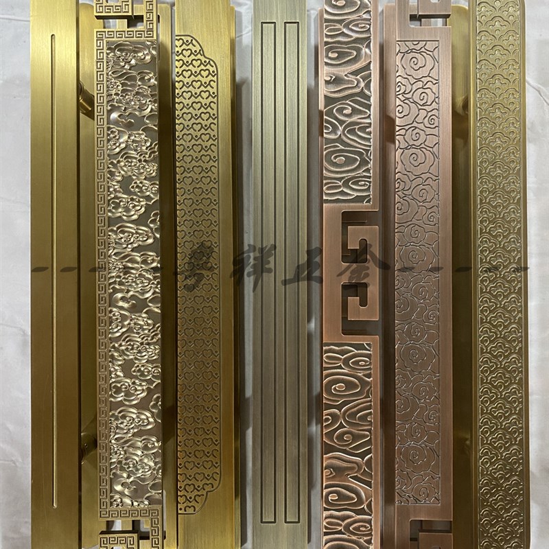 玻璃门拉手仿古铜门把手中式大门拉手宴会厅推拉实木门把手 刻字