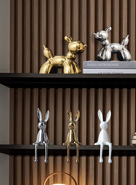 现代客厅电镀银兔子电视柜酒柜桌面摆件轻奢N玄关隔断家居软装饰