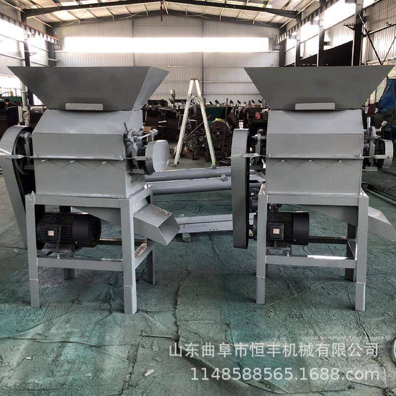 河北粮油店大豆挤扁机小型五谷杂粮对辊破碎机黄豆破瓣机