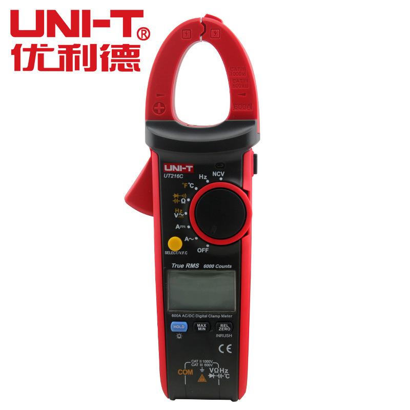 UNI-T高精度数显电流钳表防烧钳形表UT216C交直流600A+