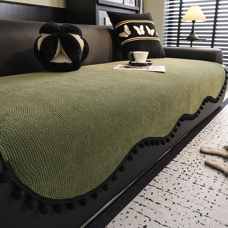 雪尼尔中古风沙发垫四季通用2026新款复古高级感固定防滑坐垫盖布