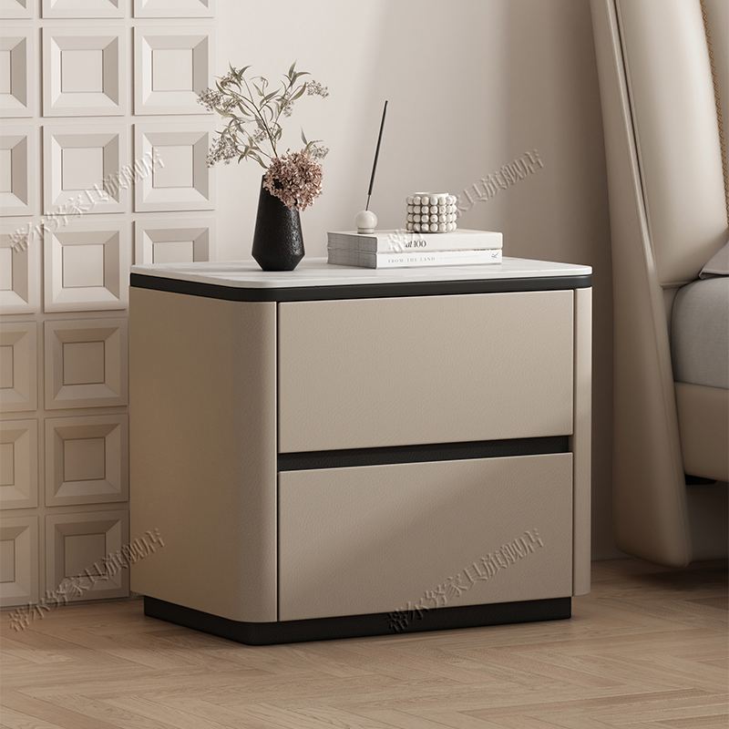 实木床头柜简约现代新款奶油免安装家用卧室高级感轻奢意式床边柜