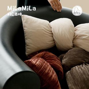 饰棕色创意靠枕 MILA米拉玫瑰金丝绒蝴蝶结抱枕沙发客厅轻奢圣诞装