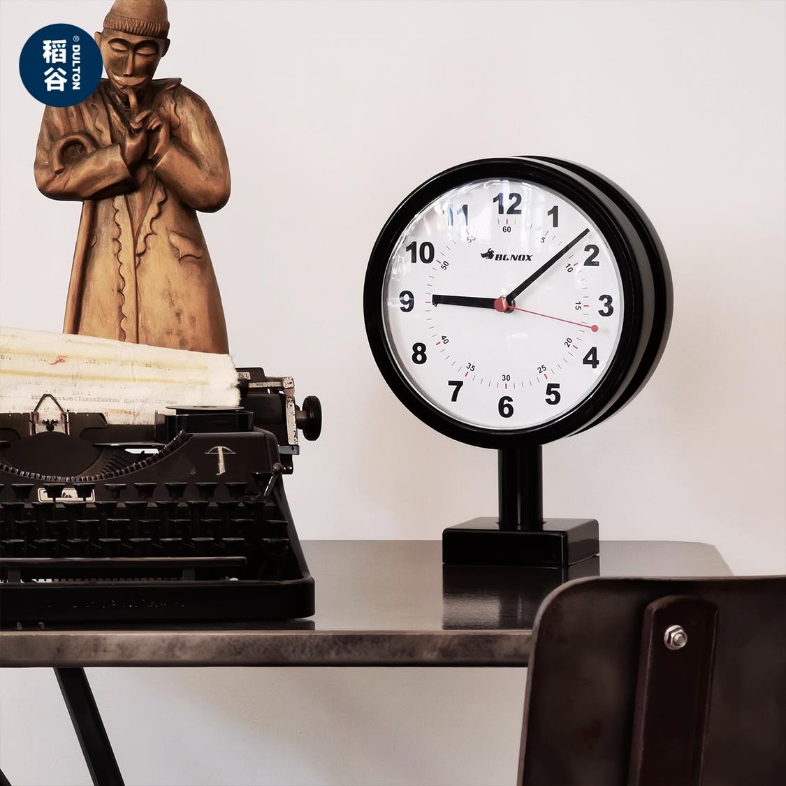 稻谷藏库DULTON双面挂钟 简约创意时钟拐角挂钟客厅摆放双面钟表