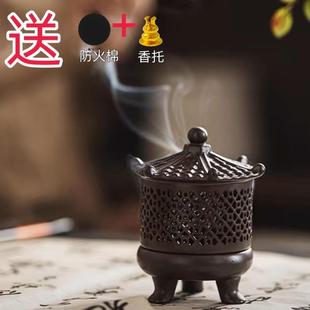 复古香薰烛台 陶瓷六角亭香炉塔香艾柱盘香炉摆件家用室内创意中式