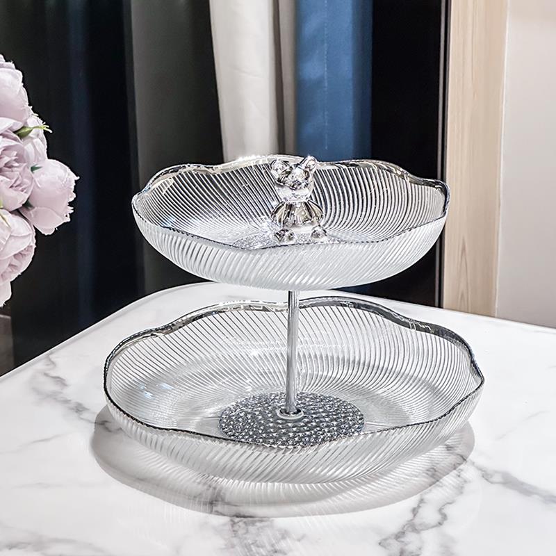 水果盘轻奢高档零食摆放盘客厅茶几装饰摆件新款玻璃糖果盘子前台