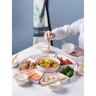 陶瓷拼盘餐具过年家用组合创意圆桌扇型摆盘网红火锅团圆盘子套装