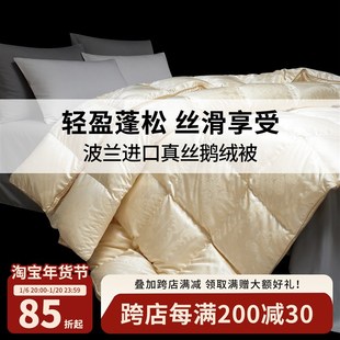 波兰进口95白鹅绒被芯真丝提花羽绒被加厚保暖冬被高端轻奢被子