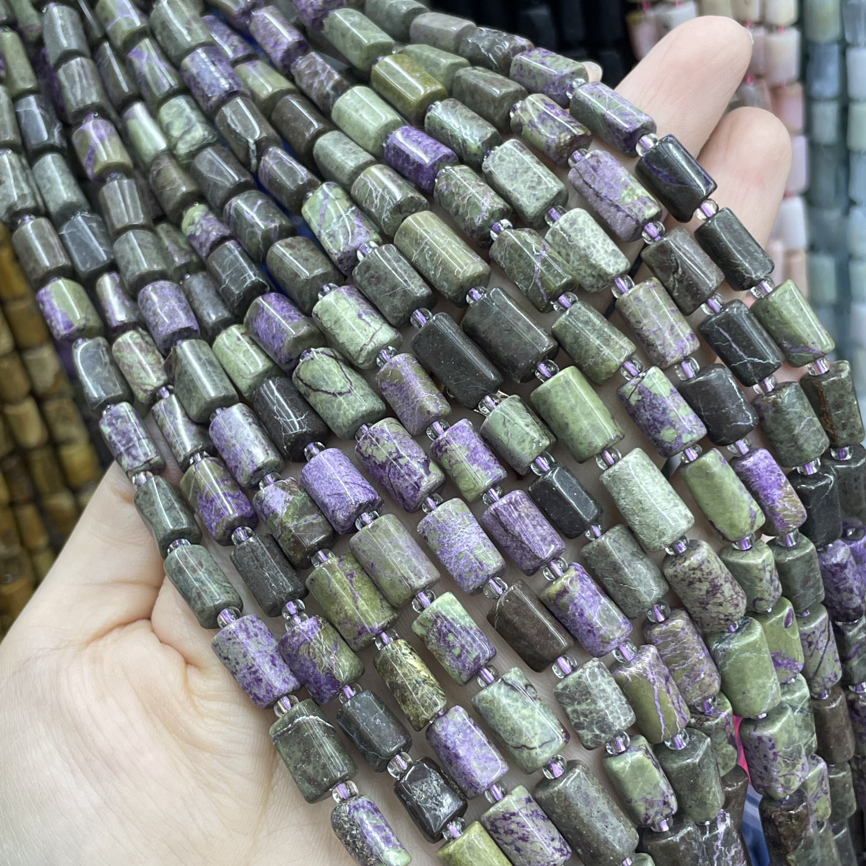 天然舒俱来 不规则多棱圆柱串珠 7-8*12MM 手工散珠Diy项链半成品